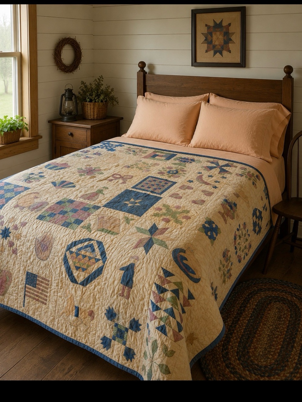 Appliqué sampler block Quilt Bedspread